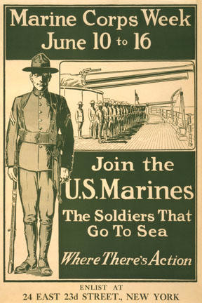 Marine Corps Week June 10 to 16 - Join the U.S. Marines 28x42 Giclee on Canvas