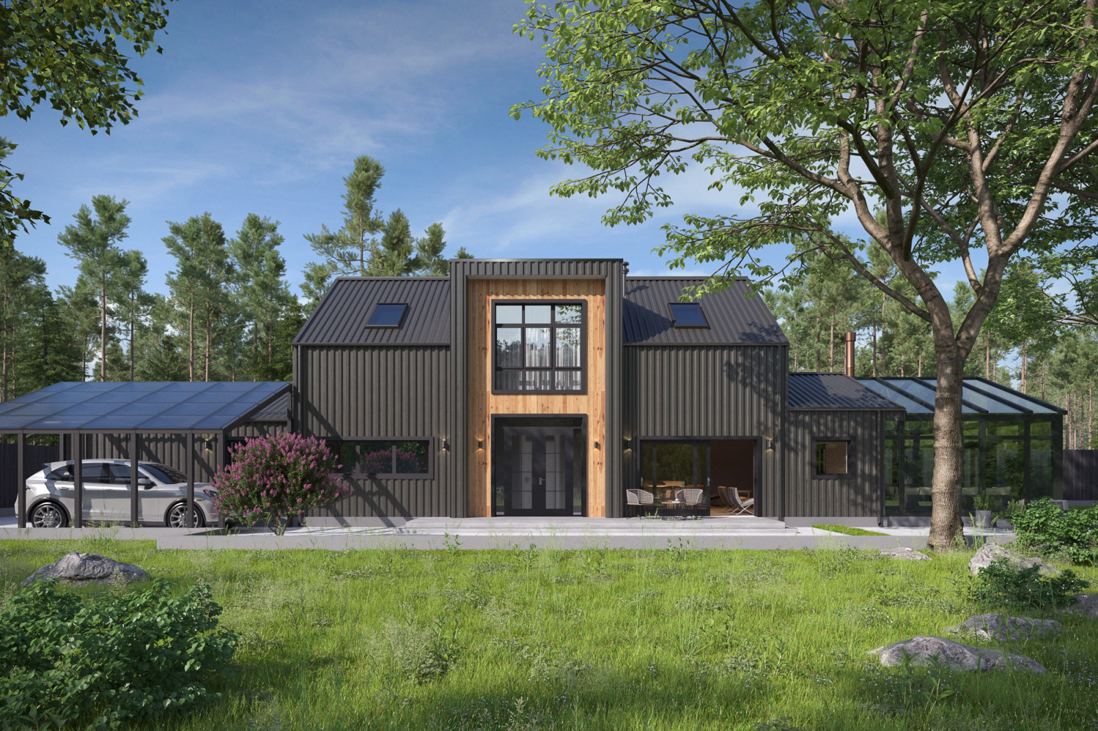 Современный дом с зимним садом