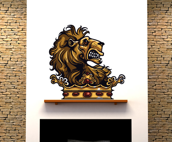 Medieval Lion Vinyl Wall Decal MedievalLionUScolor003; 72 in.