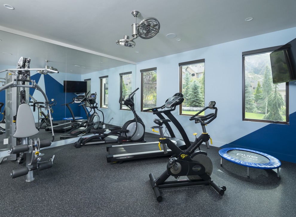Contemporary home gym in Salt Lake City.