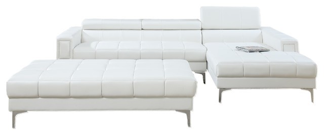 Potenza 2 Pieces Sectional Sofa with Ottoman Upholstered in Bonded Leather