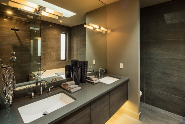 Photo of a contemporary bathroom in Calgary.
