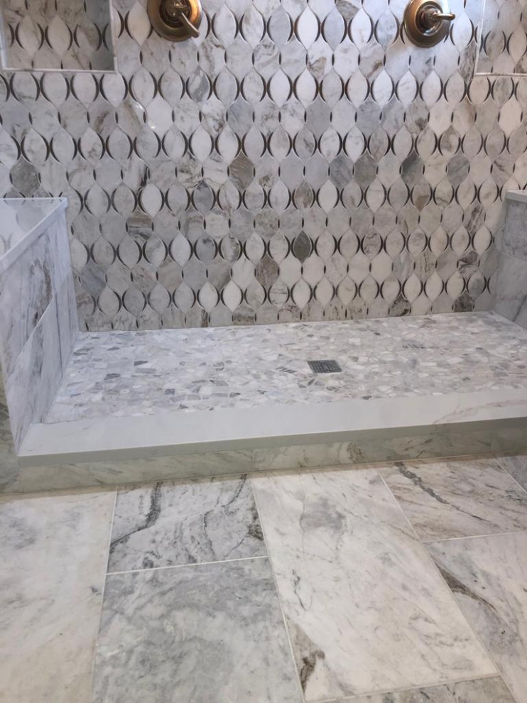 walk-in shower was build