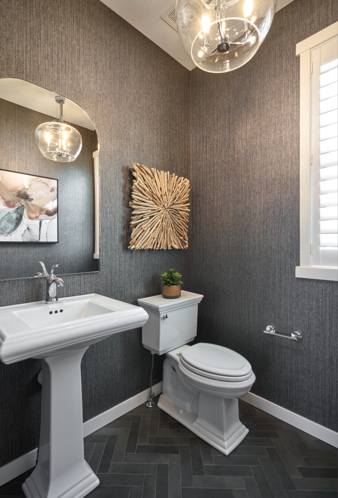 Inspiration for a transitional powder room remodel in Minneapolis