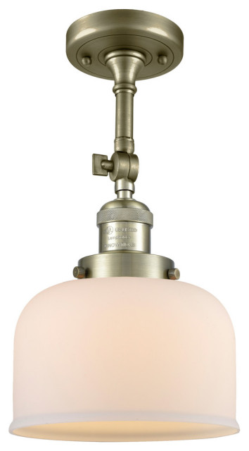 Large Bell Cage 1 Light Semi Flush Mount Industrial Flush