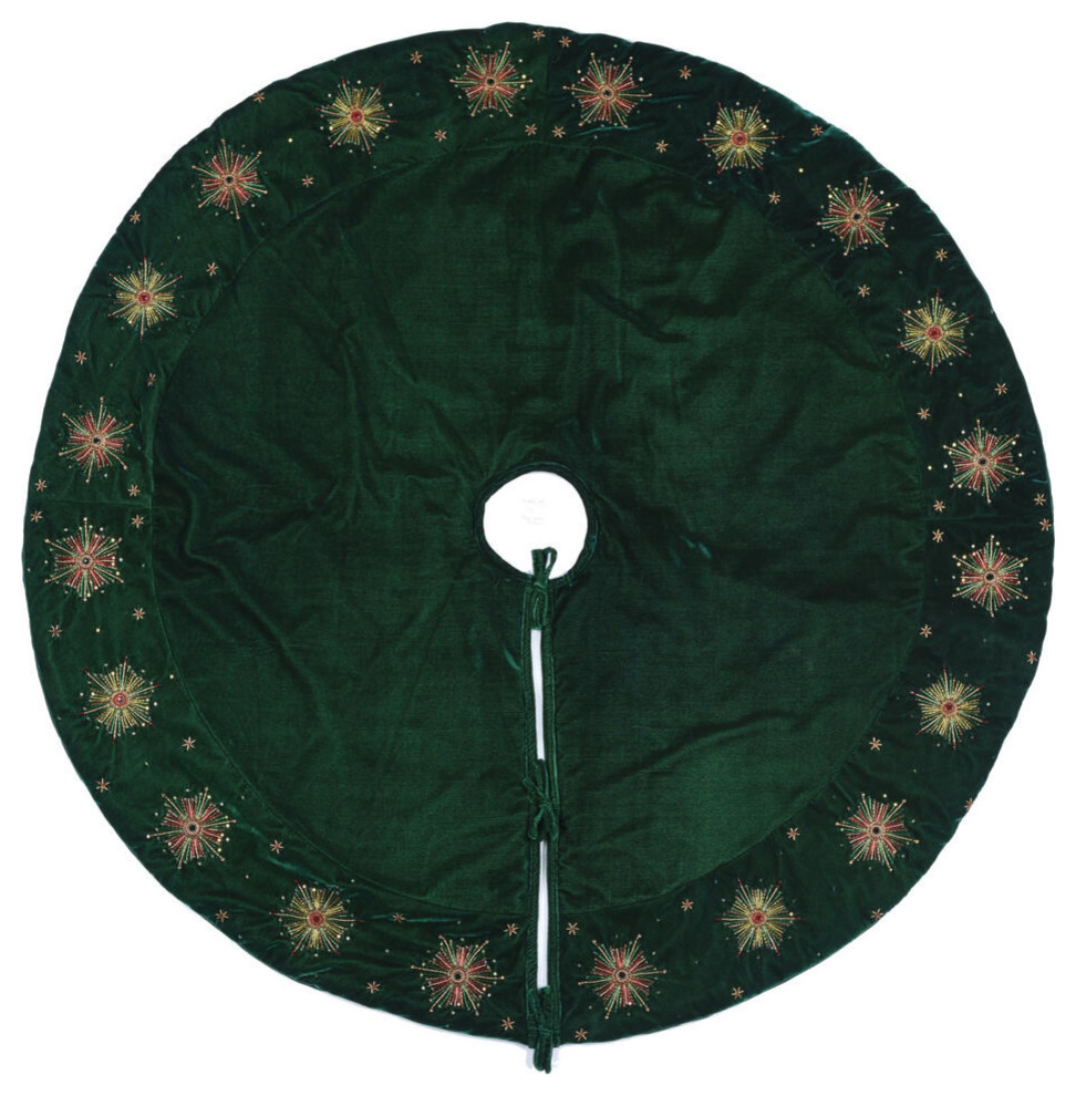 52" Emerald Starburst Tree Skirt Contemporary Christmas Tree Skirts