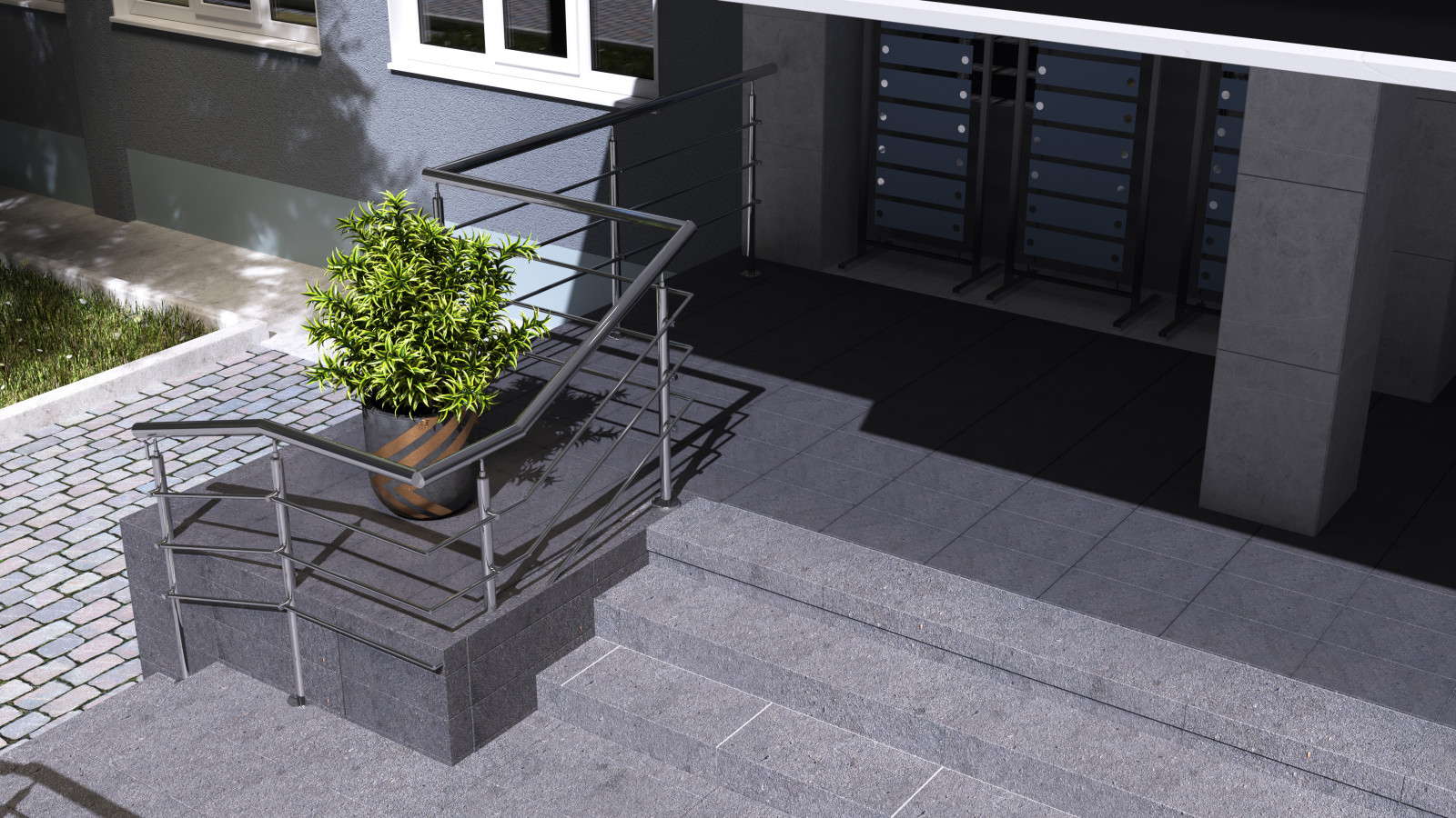 ДИЗАЙН - ПРОЕКТ КРЫЛЬЦА БИЗНЕС - ЦЕНТРА В САМАРЕ В 2-Х ВАРИАНТАХ