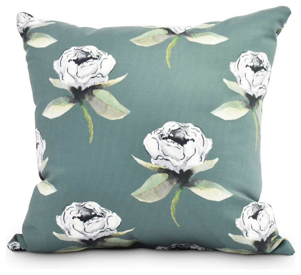 Classic Gray Ebydesign My best Frond Floral Print Pillow 