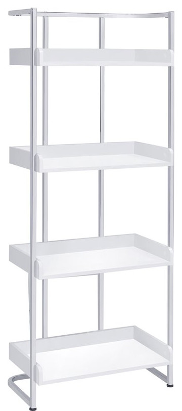 Coaster 4-Shelf Contemporary Wood Bookcase with Open Back in White