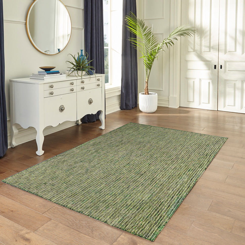 Liora Manne Carmel Texture Stripe Indoor/Outdoor Rug Green 8'10"x11'9