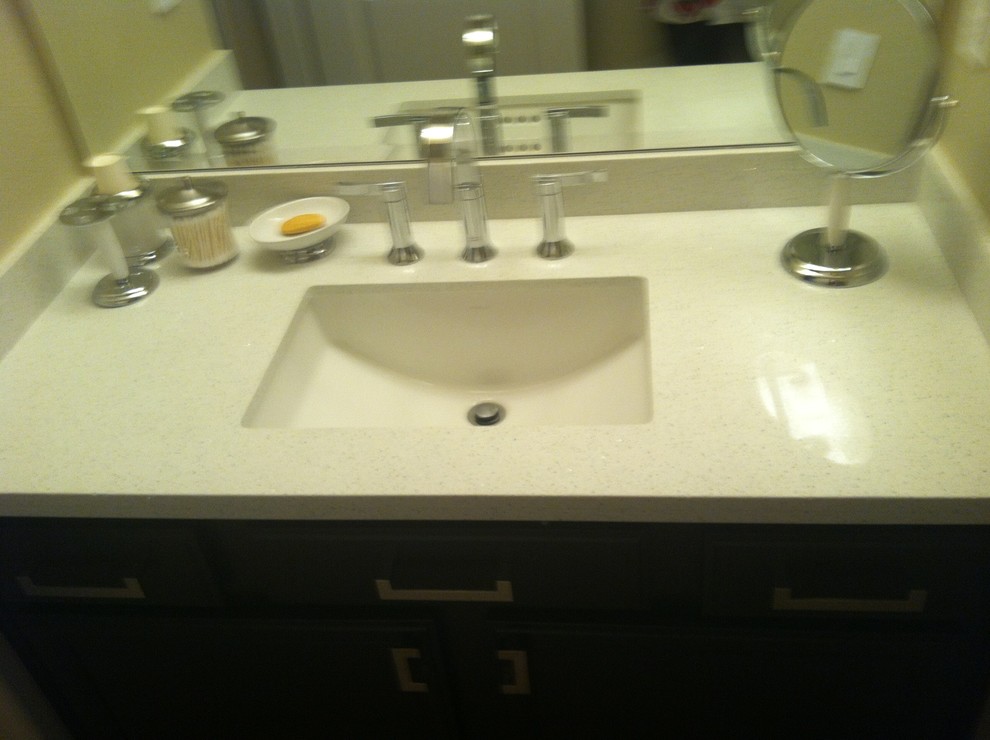Inspiration for a traditional bathroom in Other with an undermount sink.