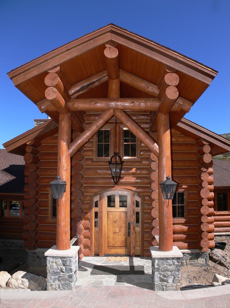 Entryway - rustic entryway idea in Denver