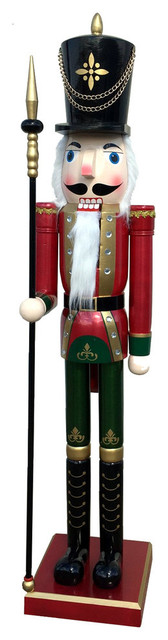 60" Red & Green Royal Guard Nutcracker - Traditional - Holiday Accents