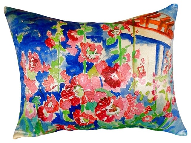 Hollyhocks No Cord Pillow - Set of Two 16x20