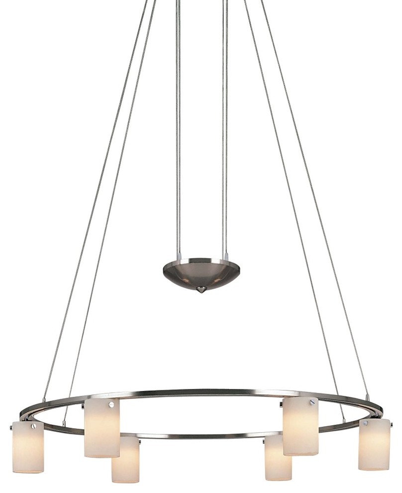 George Kovacs Six Light Opal Etched Glass Chandelier