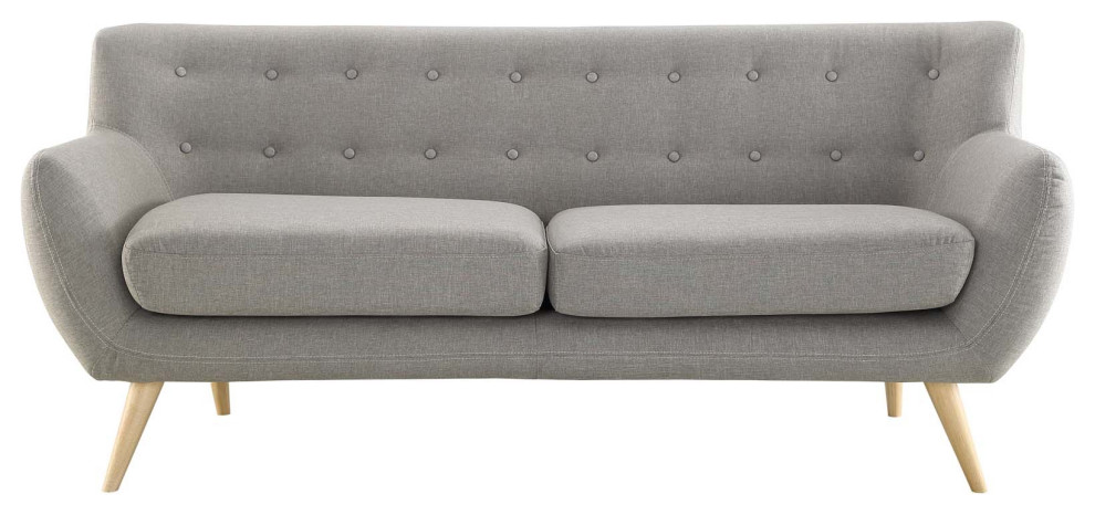 Remark Upholstered Fabric Sofa, Light Gray