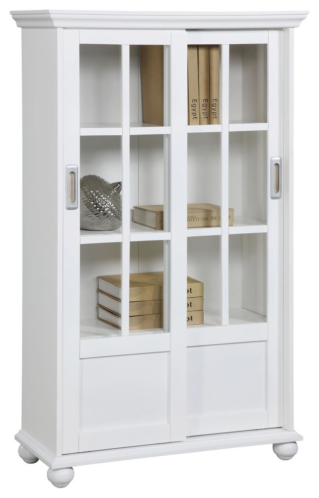 Ashton Oaks Bookcase With Sliding Glass Doors Traditional Bookcases