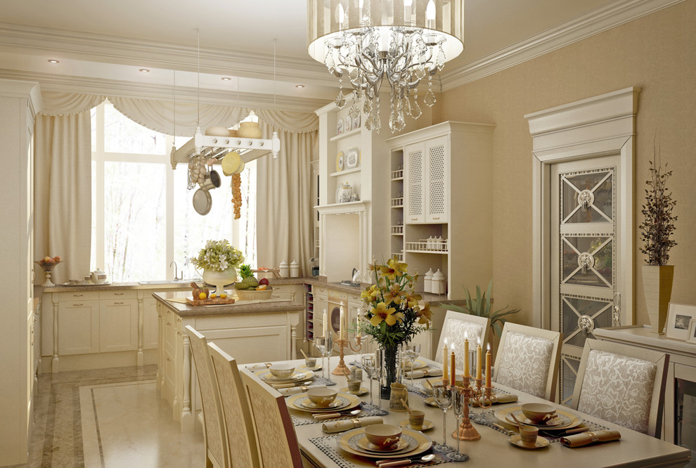 Интерьер кухни загородного коттеджа