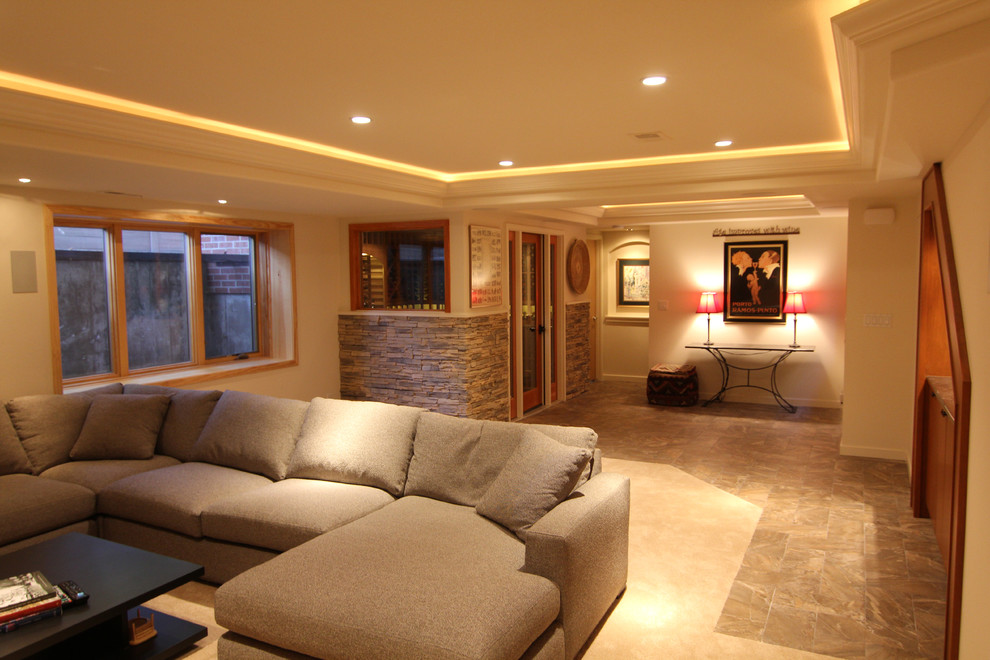 This is an example of a traditional basement in Denver.