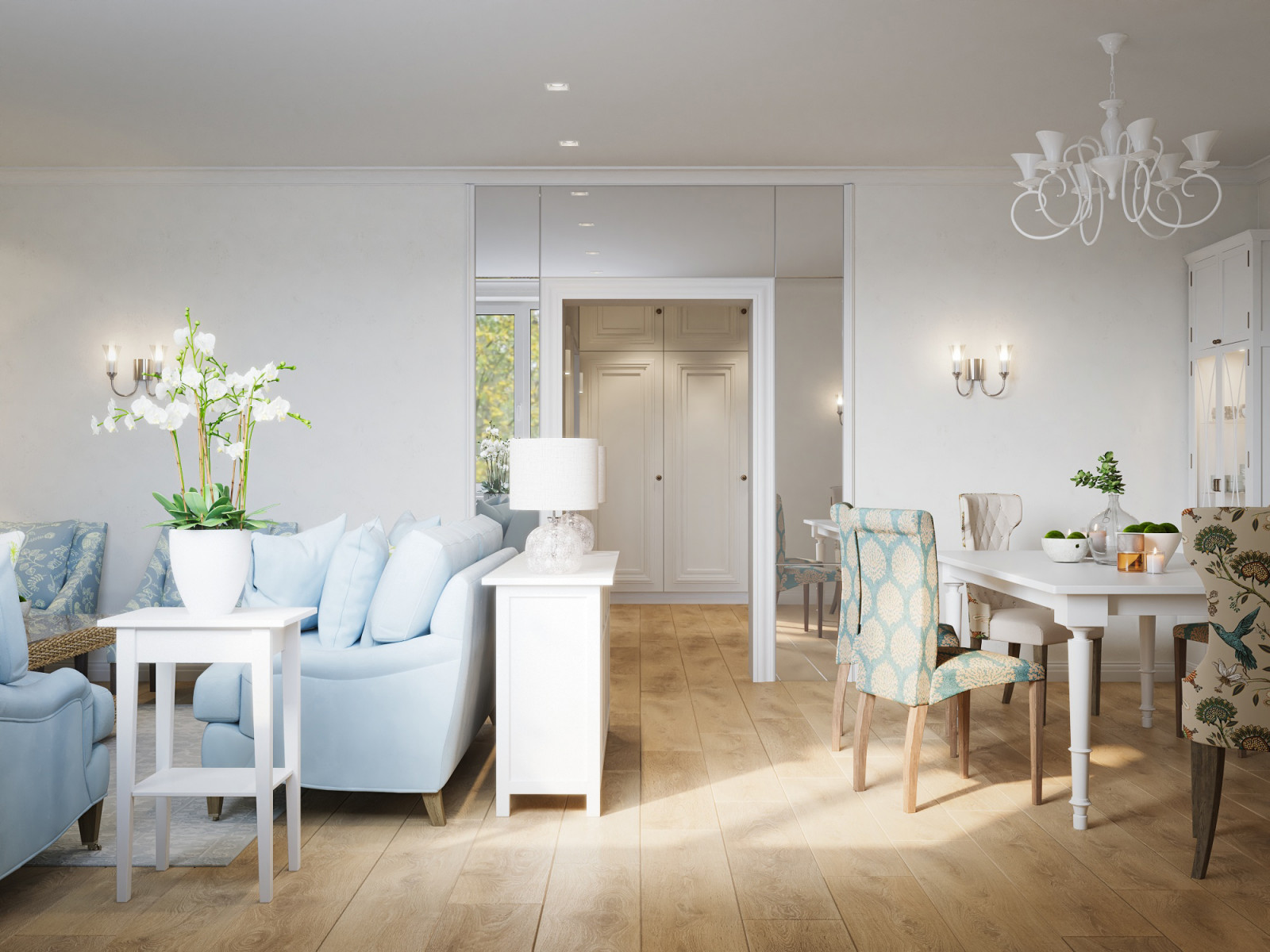 Коттедж. Птицы в доме. Гостиная