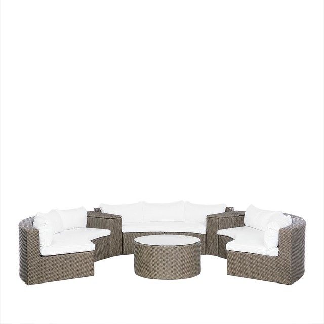 Severo Curved Rattan Patio Conversation Set Tropical Outdoor Severo Curved Rattan Patio Conversation Set