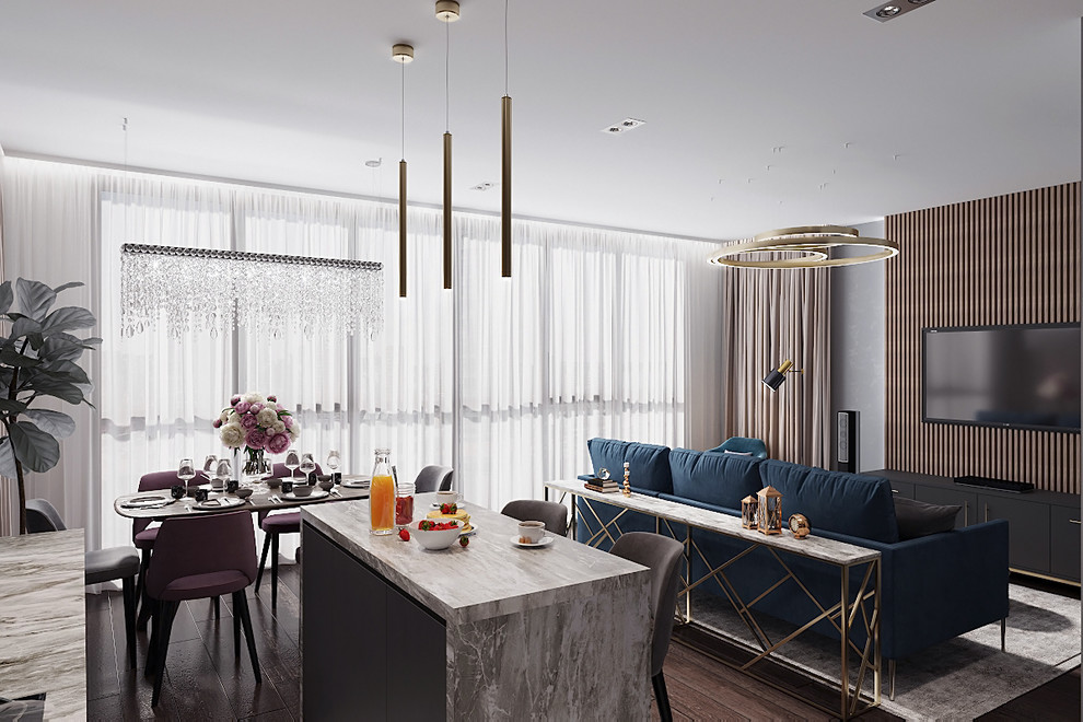 Дизайн кухни-гостиной с современном стиле