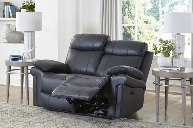 Hudson Power Reclining Top Grain Leather Loveseat, Blue