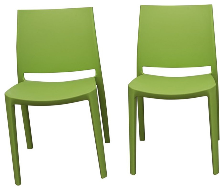 Strata Furniture Sensilla Weatherproof Polypropylene Chair in Green (Set of 2)
