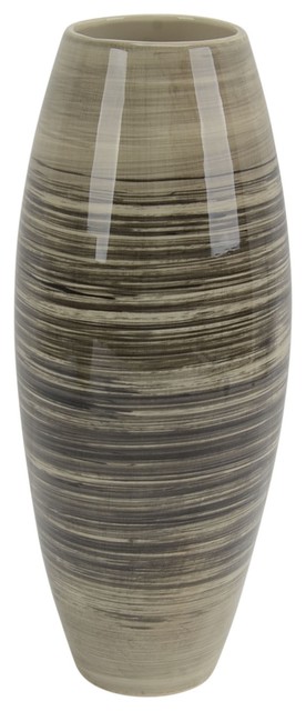 Benzara Rustic Textured Ceramic Decorative Vase 9 x 9 x 20 Brown 