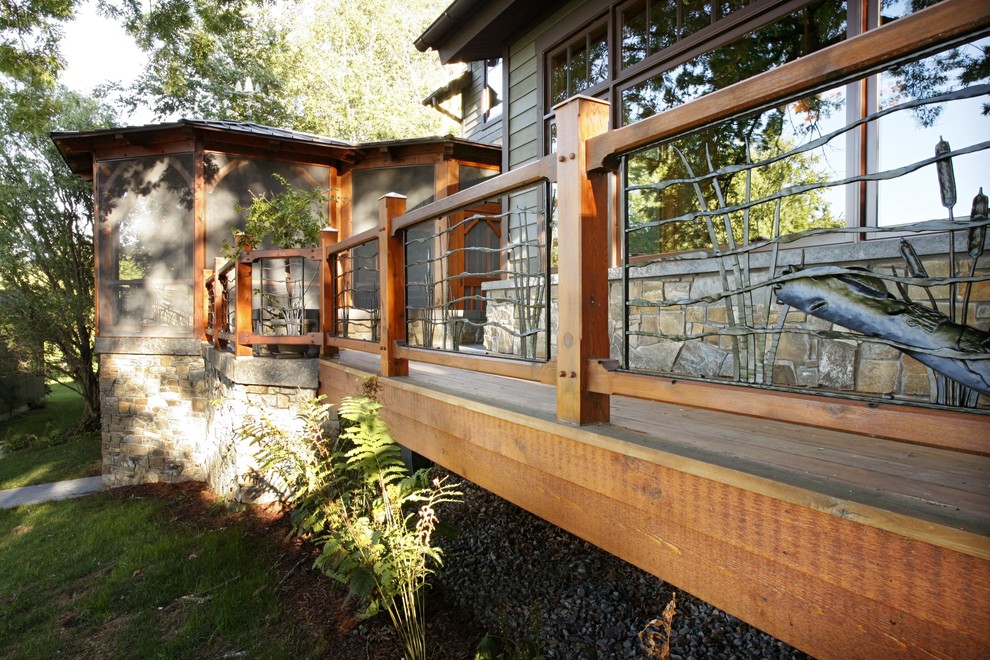 Inspiration for a mid-sized country backyard deck in Other with no cover.