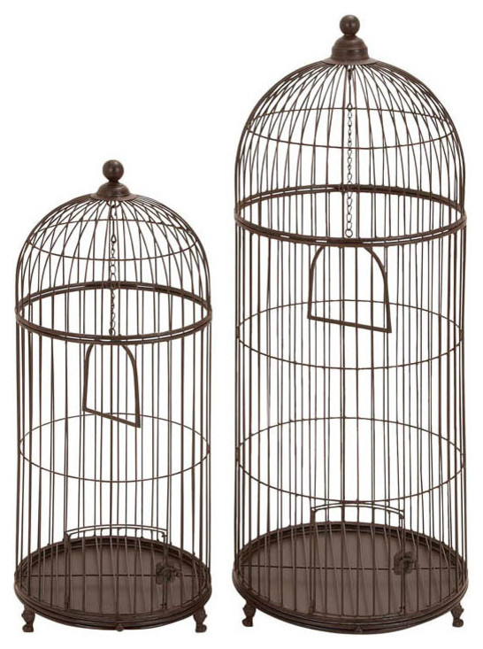 Metal Bird Cage - Set of 2: 42in., 32in.H Garden Decor