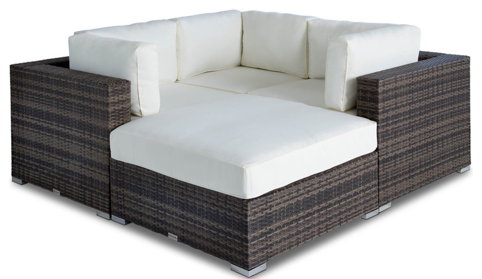 Outdoor Patio Wicker Furniture Sofa Sectional, 4-Piece Set