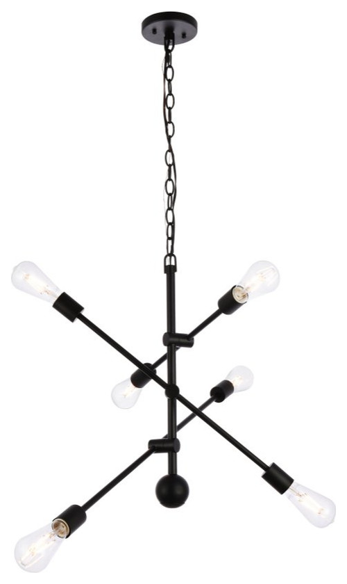 Aria 6-Light Black Pendant With Chain