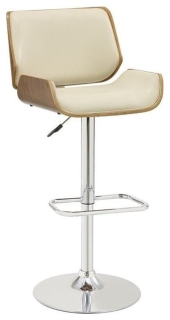 Bowery Hill Faux Leather Bar Stool Chair in Cream - Rotating Saddle ...