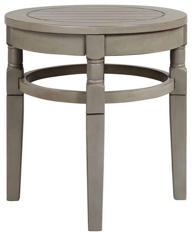 Indoor/Outdoor Elegant Wood Side Table Grey Traditional Outdoor