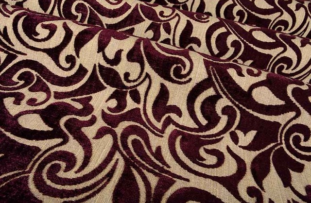 Maori Chenille Upholstery in Cane & Grape