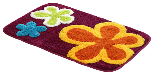 Naomi - Dancing Flowers - Violet Red Kids Room Rugs (19.7 by 31.5 inches)