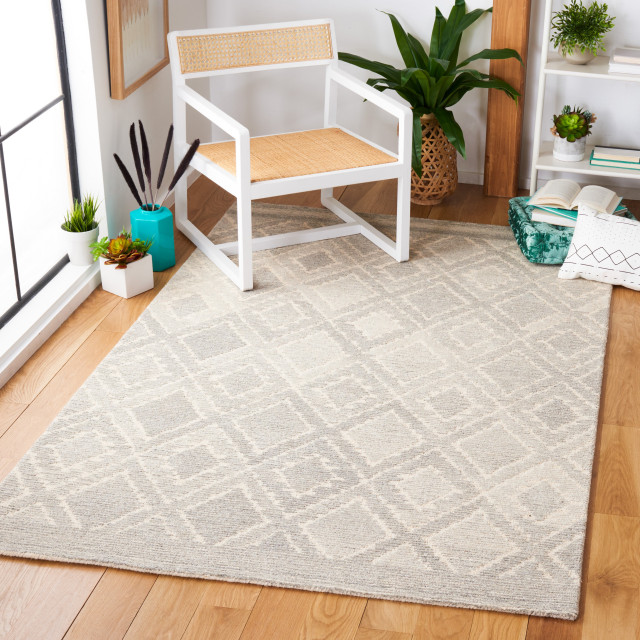 Safavieh Casablanca Csb305B Trellis, Geometric Rug, Beige/Grey, 2'3"x8