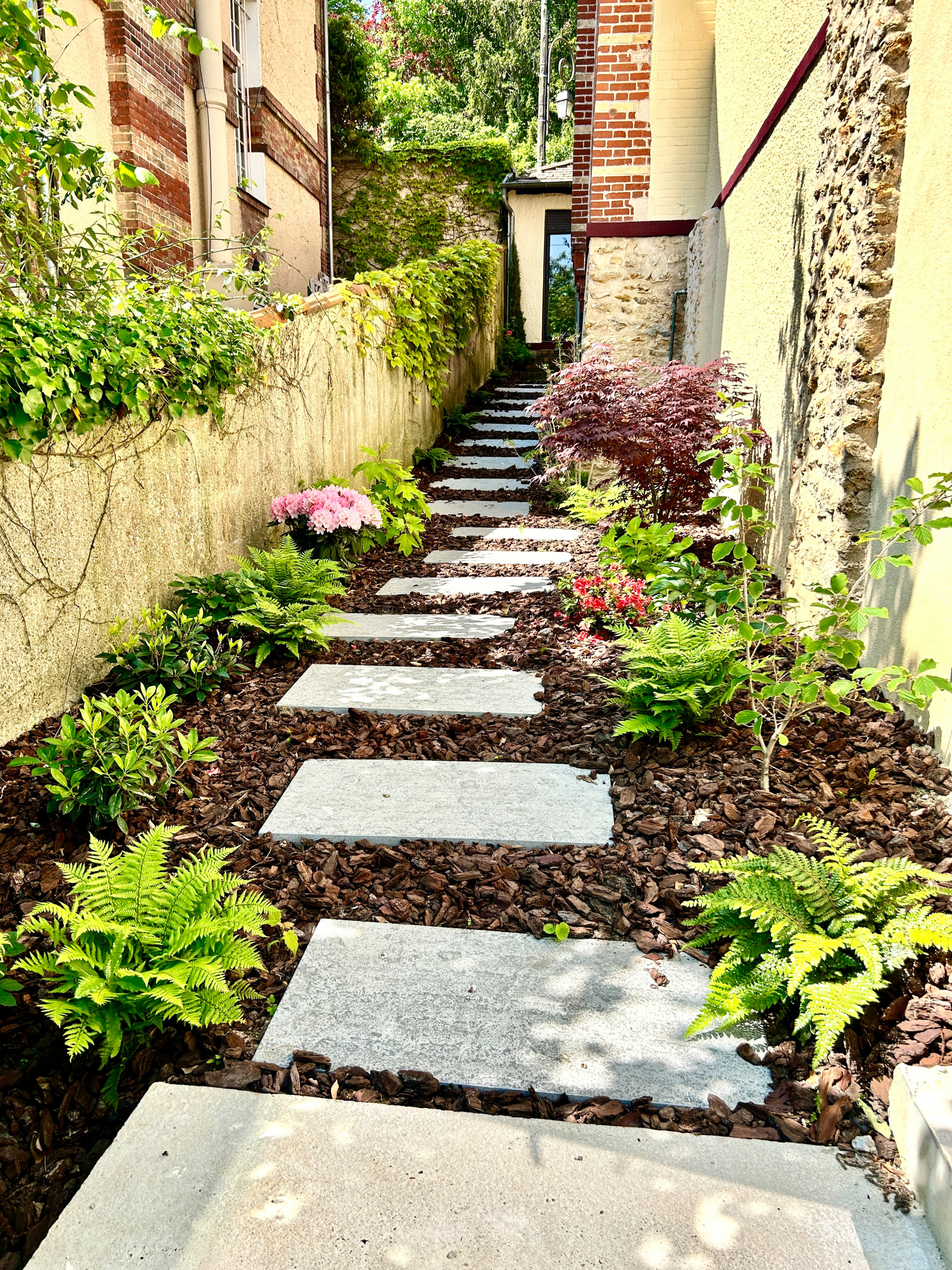 Jardin contemporain en pente