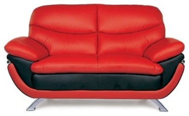 Jonus Leather Loveseat - Red/Black