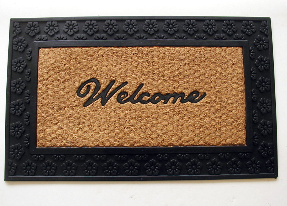 Black Border Doormat Traditional Doormats by Geo Crafts
