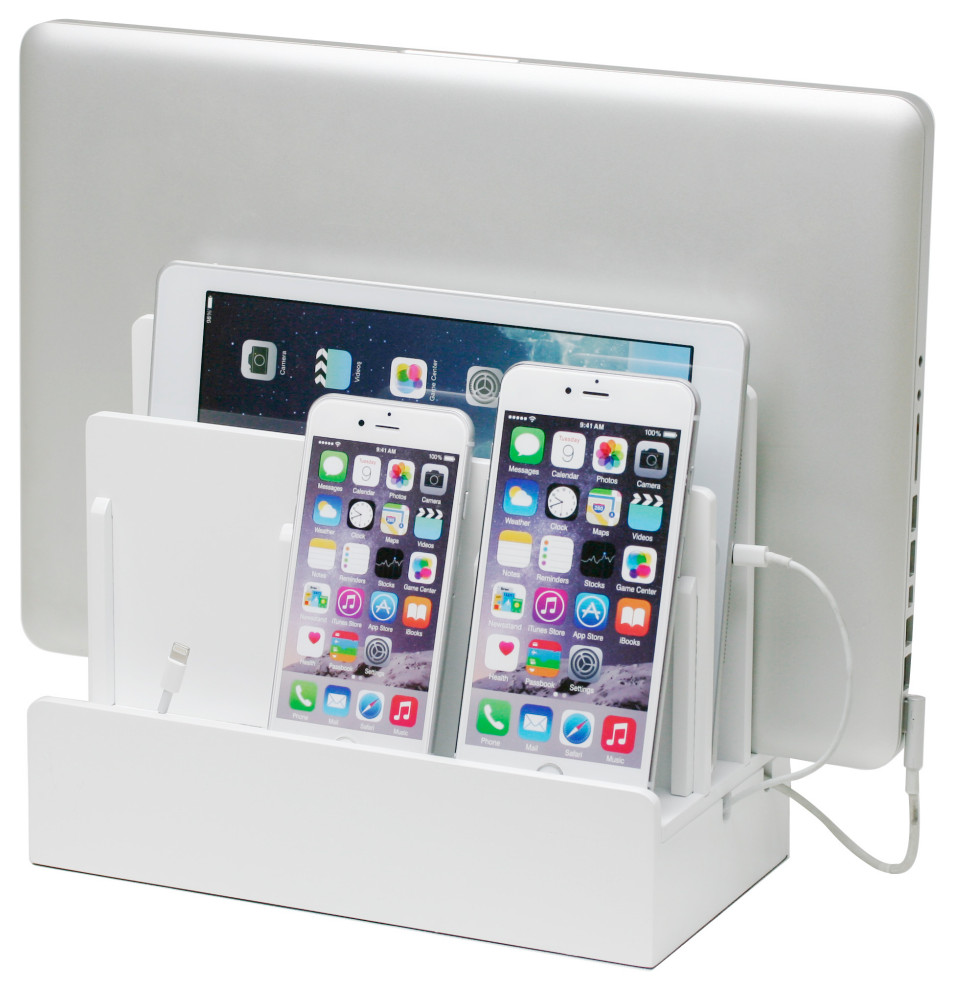 Multi-Device Charging Station & Dock, White High Gloss, Without Power Supply