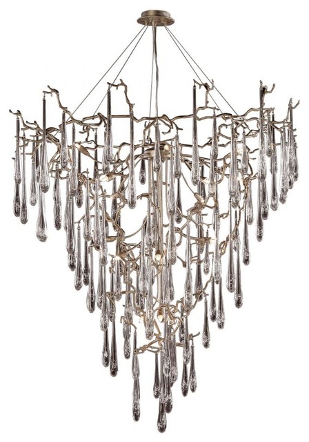Veubronce 19-Light Chandelier in Tahla Bronze and Clear Crystal