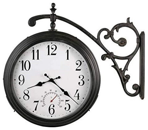 Rustic Wall Clock Vintage Design With Coated Iron Frame And Crystal Glass Terranean Outdoor Clocks By Decor Love Houzz Rustic Wall Clock Vintage Design With, Outdoor Hanging Clocks