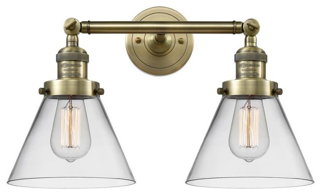 Antique Brass 2 Light 18 Bath Vintage Bulbs Industrial Bathroom Vanity Lighting By Plfixtures