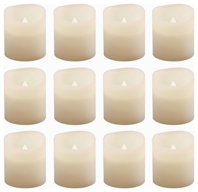 Battery Operated Votive Candles, Warm White, Set of 12 Traditional