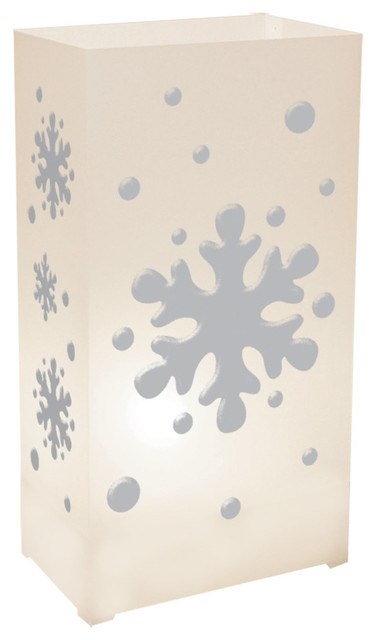 Plastic Luminaria Lanterns, White, Set of 10, Snowflake