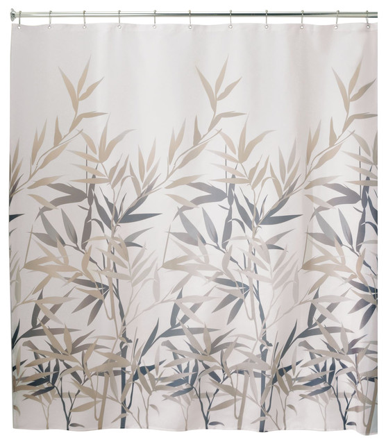 Idesign Anzu Fabric Shower Curtain 72, Tan And Gray Shower Curtains