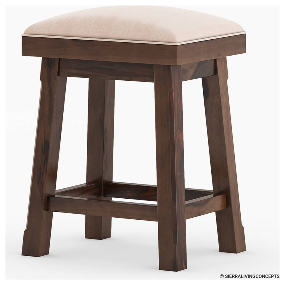 Monterey Rustic Solid Wood Kitchen Stool - Transitional - Bar Stools And Counter Stools - by ...