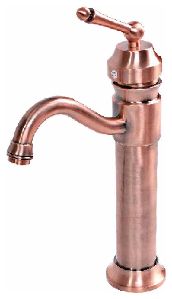 Antique Copper Bathroom Faucet Single Hole 11-3/4" Tall Single Handle